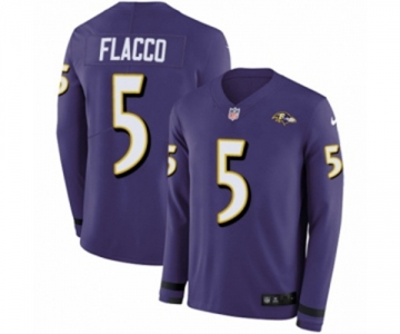 Nike Baltimore Ravens #5 Joe Flacco Limited Purple Therma Long Sleeve NFL Jersey