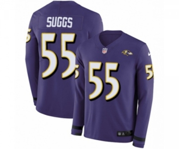 Nike Baltimore Ravens #55 Terrell Suggs Limited Purple Therma Long Sleeve NFL Jersey