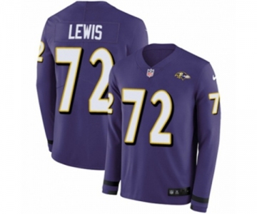 Nike Baltimore Ravens #72 Alex Lewis Limited Purple Therma Long Sleeve NFL Jersey