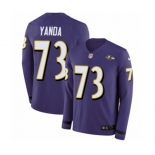 Nike Baltimore Ravens #73 Marshal Yanda Limited Purple Therma Long Sleeve NFL Jersey