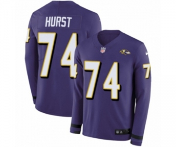 Nike Baltimore Ravens #74 James Hurst Limited Purple Therma Long Sleeve NFL Jersey