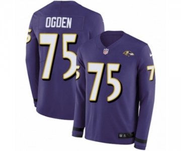 Nike Baltimore Ravens #75 Jonathan Ogden Limited Purple Therma Long Sleeve NFL Jersey