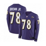 Nike Baltimore Ravens #78 Orlando Brown Jr. Limited Purple Therma Long Sleeve NFL Jersey