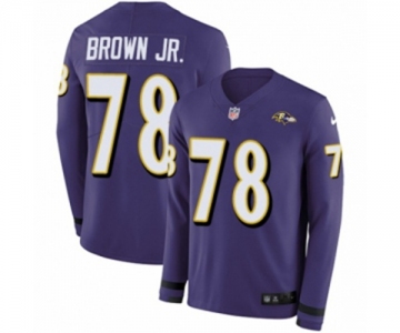 Nike Baltimore Ravens #78 Orlando Brown Jr. Limited Purple Therma Long Sleeve NFL Jersey