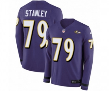 Nike Baltimore Ravens #79 Ronnie Stanley Limited Purple Therma Long Sleeve NFL Jersey