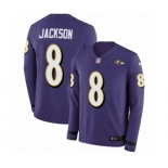 Nike Baltimore Ravens #8 Lamar Jackson Limited Purple Therma Long Sleeve NFL Jersey