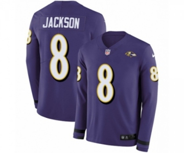 Nike Baltimore Ravens #8 Lamar Jackson Limited Purple Therma Long Sleeve NFL Jersey