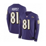 Nike Baltimore Ravens #81 Hayden Hurst Limited Purple Therma Long Sleeve NFL Jersey