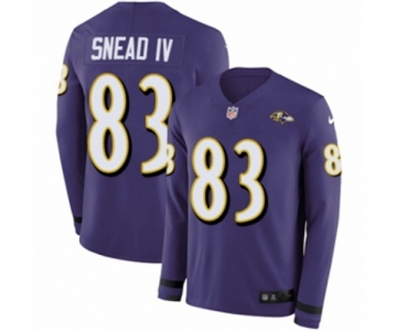 Nike Baltimore Ravens #83 Willie Snead IV Limited Purple Therma Long Sleeve NFL Jersey