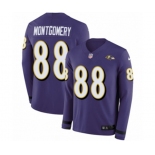 Nike Baltimore Ravens #88 Ty Montgomery Limited Purple Therma Long Sleeve NFL Jersey