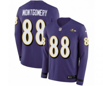 Nike Baltimore Ravens #88 Ty Montgomery Limited Purple Therma Long Sleeve NFL Jersey