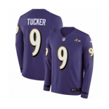 Nike Baltimore Ravens #9 Justin Tucker Limited Purple Therma Long Sleeve NFL Jersey