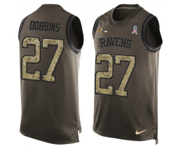 Nike Ravens #27 J.K. Dobbins Green Men's Stitched NFL Limited Salute To Service Tank Top Jersey