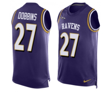 Nike Ravens #27 J.K. Dobbins Purple Team Color Men's Stitched NFL Limited Tank Top Jersey