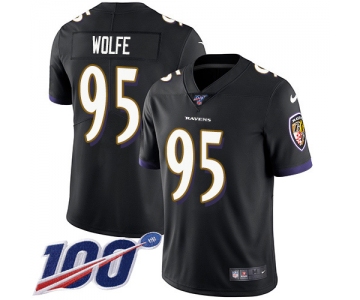 Nike Ravens #95 Derek Wolfe Black Alternate Men's Stitched NFL 100th Season Vapor Untouchable Limited Jersey