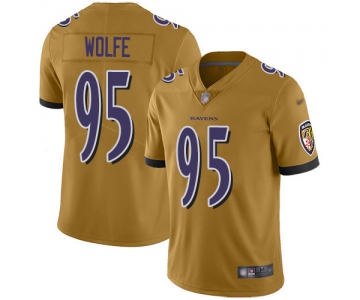 Nike Ravens #95 Derek Wolfe Gold Men's Stitched NFL Limited Inverted Legend Jersey