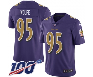 Nike Ravens #95 Derek Wolfe Purple Men's Stitched NFL Limited Rush 100th Season Jersey