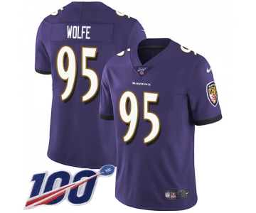 Nike Ravens #95 Derek Wolfe Purple Team Color Men's Stitched NFL 100th Season Vapor Untouchable Limited Jersey