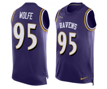 Nike Ravens #95 Derek Wolfe Purple Team Color Men's Stitched NFL Limited Tank Top Jersey