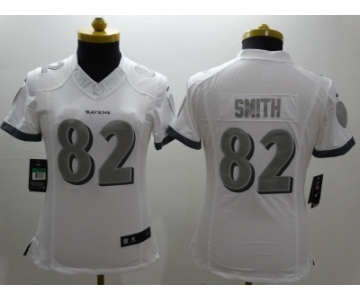 Nike Women Baltimore Ravens #82 Torrey Smith Platinum White Jerseys