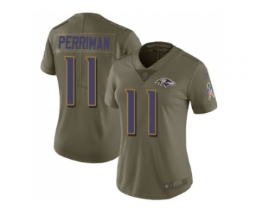 Women Nike Baltimore Ravens #11 Breshad Perriman Olive Stitched NFL Limited 2017 Salute to Service Jersey