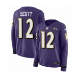 Women Nike Baltimore Ravens #12 Jaleel Scott Limited Purple Therma Long Sleeve NFL Jersey