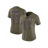 Women Nike Baltimore Ravens #13 John Brown Olive Stitched NFL Limited 2017 Salute to Service Jersey