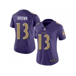 Women Nike Baltimore Ravens #13 John Brown Purple Stitched NFL Limited Rush Jersey