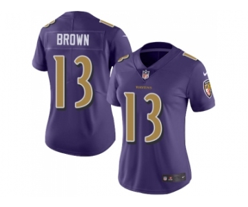 Women Nike Baltimore Ravens #13 John Brown Purple Stitched NFL Limited Rush Jersey