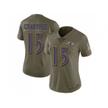 Women Nike Baltimore Ravens #15 Michael Crabtree Olive Stitched NFL Limited 2017 Salute to Service Jersey