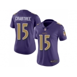 Women Nike Baltimore Ravens #15 Michael Crabtree Purple Stitched NFL Limited Rush Jersey