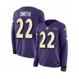 Women Nike Baltimore Ravens #22 Jimmy Smith Limited Purple Therma Long Sleeve NFL Jersey