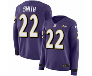 Women Nike Baltimore Ravens #22 Jimmy Smith Limited Purple Therma Long Sleeve NFL Jersey