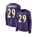 Women Nike Baltimore Ravens #29 Marlon Humphrey Limited Purple Therma Long Sleeve NFL Jersey