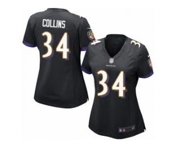 Women Nike Baltimore Ravens #34 Alex Collins Game Black Alternate NFL Jersey