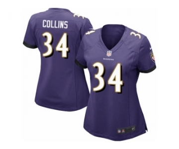 Women Nike Baltimore Ravens #34 Alex Collins Game Purple Team Color NFL Jersey