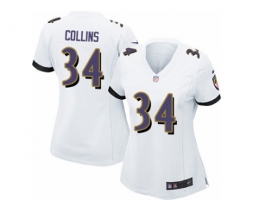 Women Nike Baltimore Ravens #34 Alex Collins Game White NFL Jersey