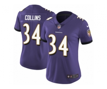 Women Nike Baltimore Ravens #34 Alex Collins Purple Team Color Vapor Untouchable Limited Player NFL Jersey