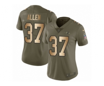 Women Nike Baltimore Ravens #37 Javorius Allen Limited Olive Gold Salute to Service NFL Jersey