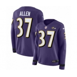 Women Nike Baltimore Ravens #37 Javorius Allen Limited Purple Therma Long Sleeve NFL Jersey