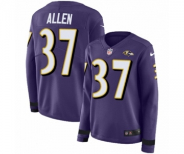 Women Nike Baltimore Ravens #37 Javorius Allen Limited Purple Therma Long Sleeve NFL Jersey