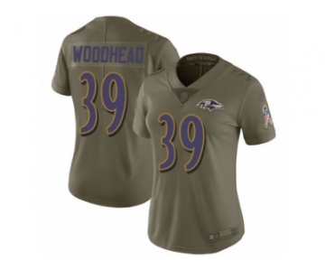 Women Nike Baltimore Ravens #39 Danny Woodhead Limited Olive 2017 Salute to Service NFL Jersey