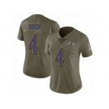 Women Nike Baltimore Ravens #4 Sam Koch Limited Olive 2017 Salute to Service NFL Jersey