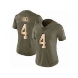 Women Nike Baltimore Ravens #4 Sam Koch Limited Olive Gold Salute to Service NFL Jersey