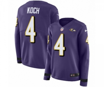 Women Nike Baltimore Ravens #4 Sam Koch Limited Purple Therma Long Sleeve NFL Jersey