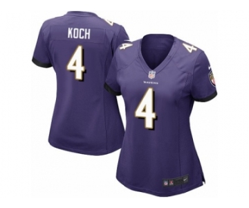 Women Nike Baltimore Ravens #4 Sam Koch Purple Team Color NFL Jersey