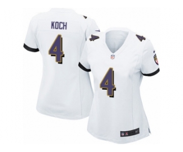 Women Nike Baltimore Ravens #4 Sam Koch White NFL Jersey