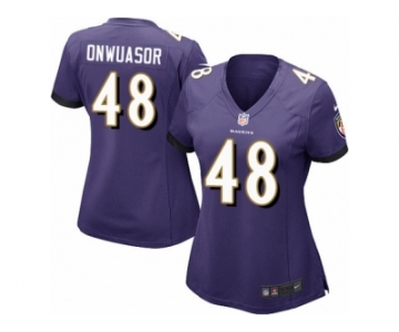 Women Nike Baltimore Ravens #48 Patrick Onwuasor Game Purple Team Color NFL Jersey