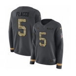 Women Nike Baltimore Ravens #5 Joe Flacco Limited Black Salute to Service Therma Long Sleeve NFL Jersey