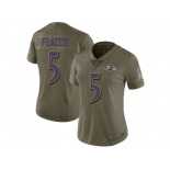 Women Nike Baltimore Ravens #5 Joe Flacco Olive Stitched NFL Limited 2017 Salute to Service Jersey